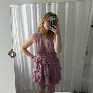 Lulus halter pink mauve mini dress convertible back